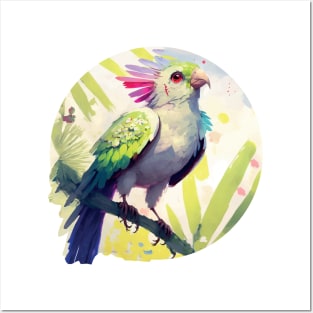 Acrylic parrot painting, tropical bird Posters and Art